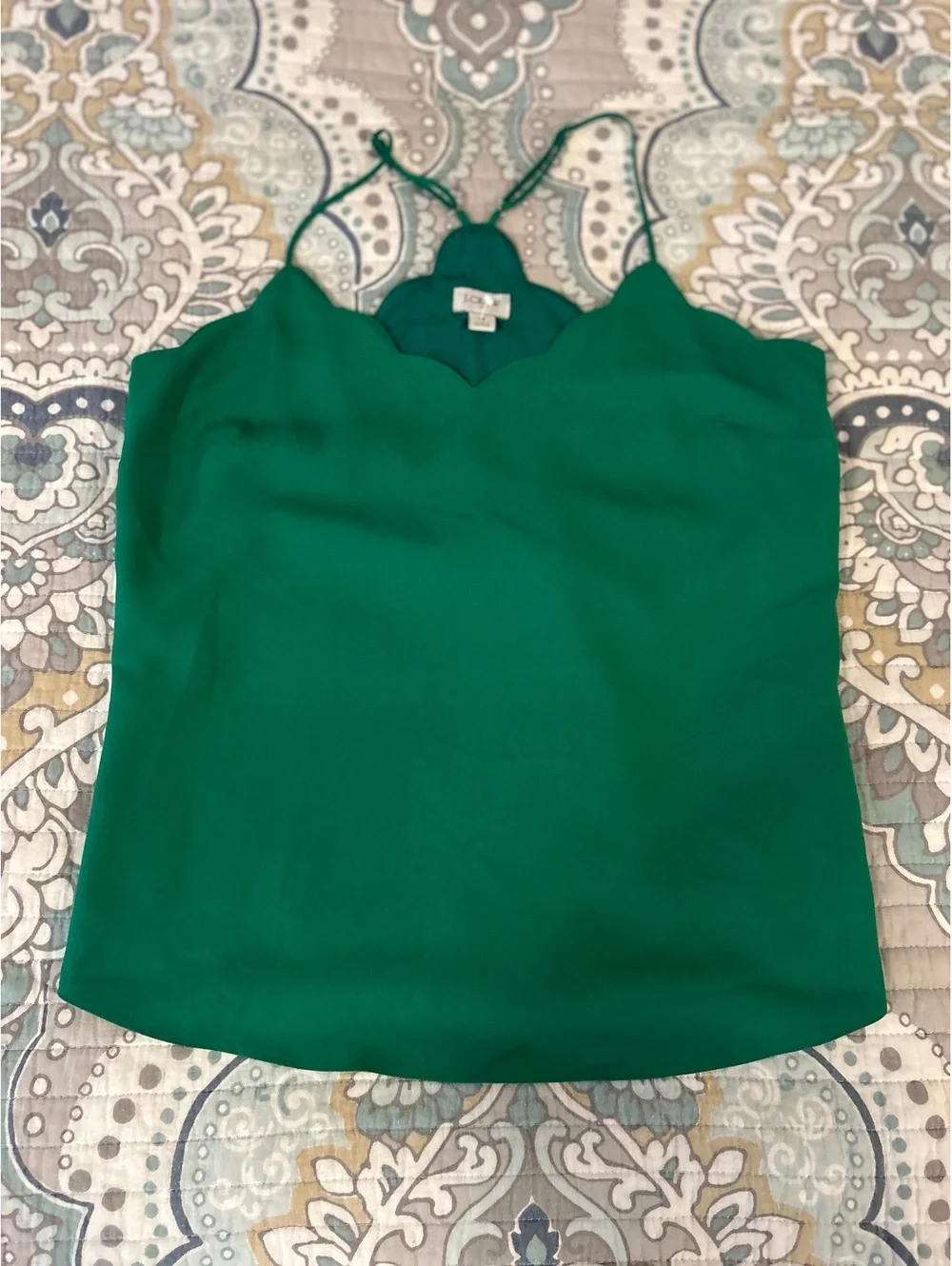 J.Crew Green Scalloped Edge Camisole Top Size 6